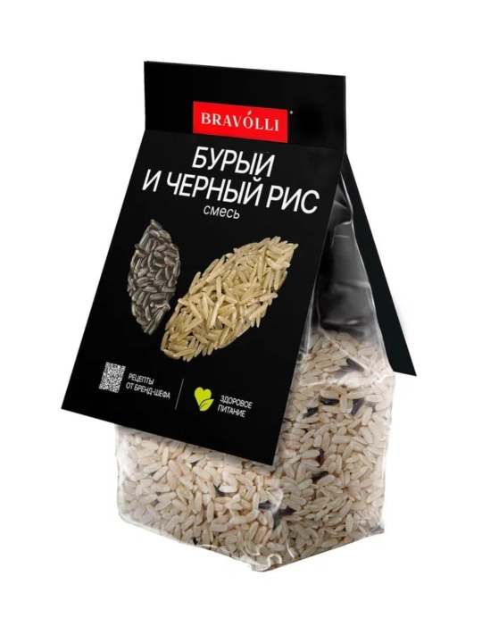 Бурый и чёрный рис смесь Bravolli 350г - 