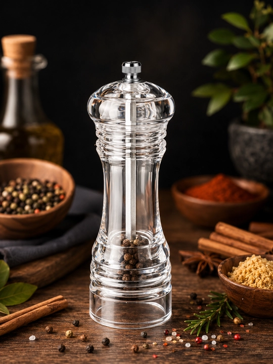 Ручная мельница для соли, перца и специй, акриловая, с прочным керамическим механизмом