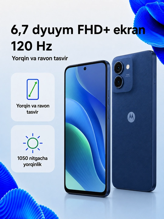 Motorola Moto G57, 6,7″ 120 Гц, 4/128 ГБ, 5G, камера 50 Мп, SIM + eSIM, зарегистрирован