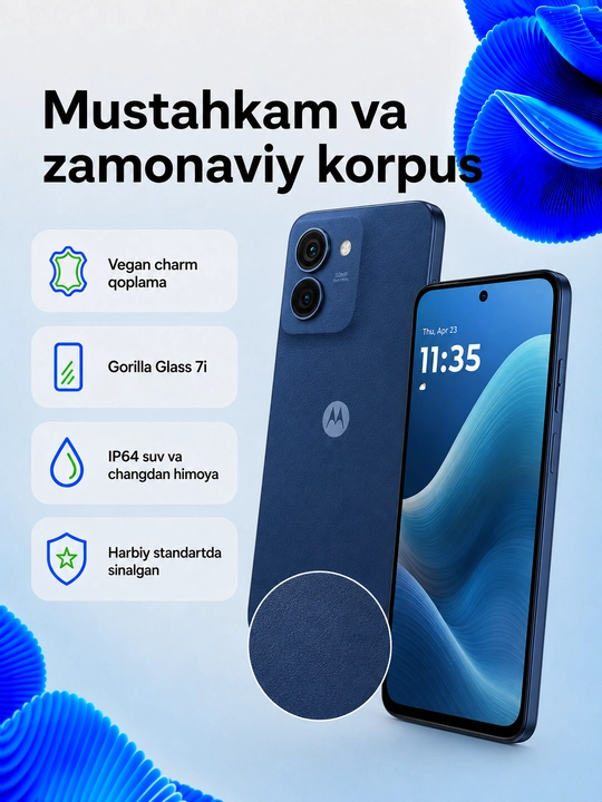 Motorola Moto G57, 6,7″ 120 Гц, 4/128 ГБ, 5G, камера 50 Мп, SIM + eSIM, зарегистрирован