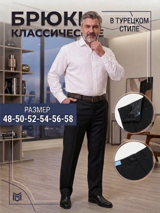 Erkaklar uchun klassik shimlar Turkiya uslubida, ofis, o'qish va kundalik uchun