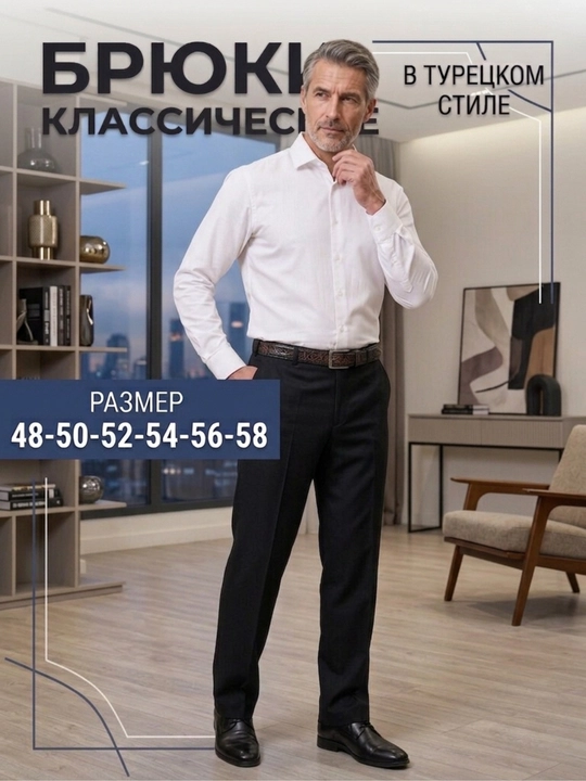 Erkaklar uchun klassik shimlar Turkiya uslubida, ofis, o'qish va kundalik uchun