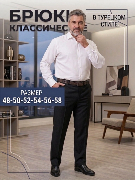 Erkaklar uchun klassik shimlar Turkiya uslubida, ofis, o'qish va kundalik uchun