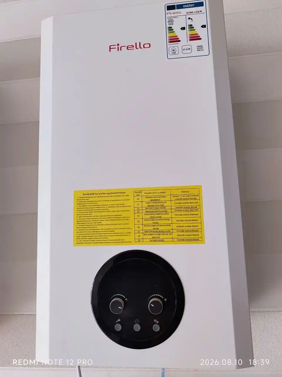 Katyol Firello S500 ikki konturli gaz qozoni 15 kVt gazli Katyol Kotel