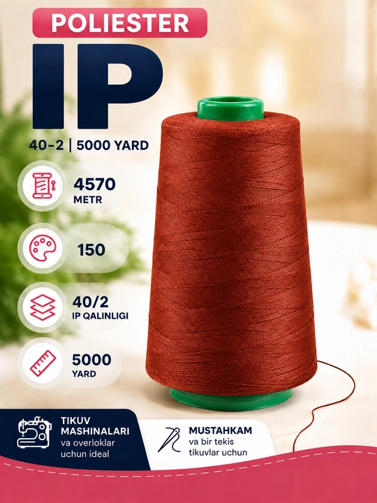 Pardalar, tikuv mashinalari uchun 40/2 tikuv iplari