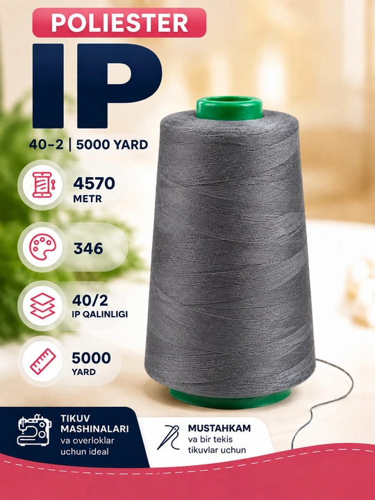 Pardalar, tikuv mashinalari uchun 40/2 tikuv iplari