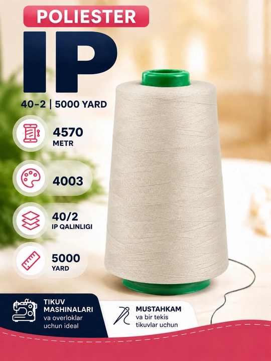 Pardalar, tikuv mashinalari uchun 40/2 tikuv iplari