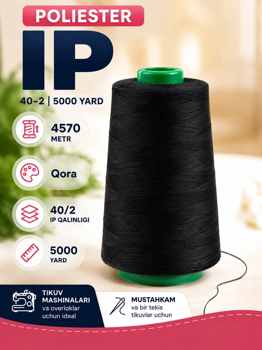 Pardalar, tikuv mashinalari uchun 40/2 tikuv iplari
