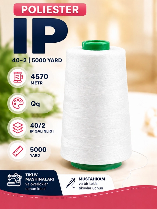 Pardalar, tikuv mashinalari uchun 40/2 tikuv iplari