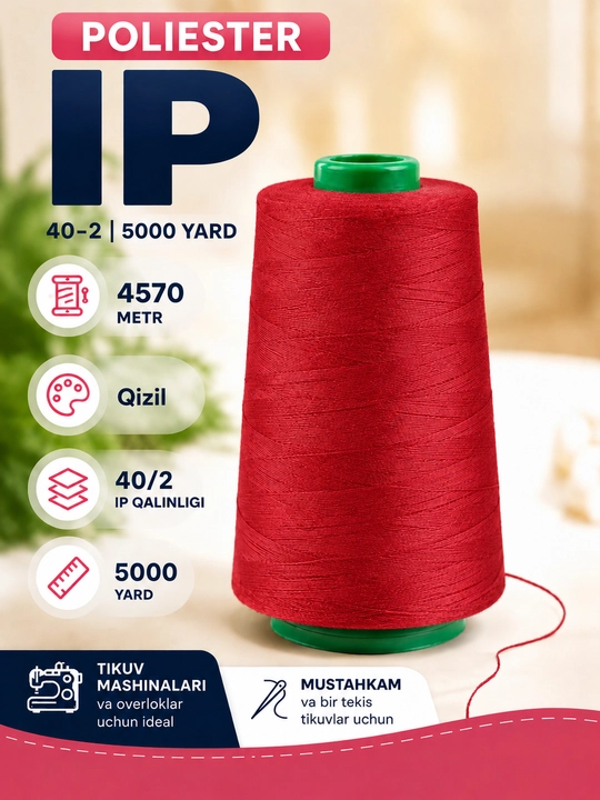 Pardalar, tikuv mashinalari uchun 40/2 tikuv iplari