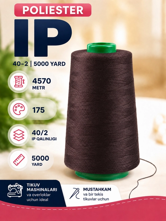 Pardalar, tikuv mashinalari uchun 40/2 tikuv iplari