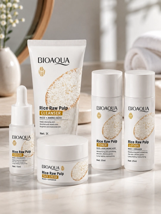 BIOAQUA Rice Raw Pulp дорожный набор для ухода за лицом, 5 предметов