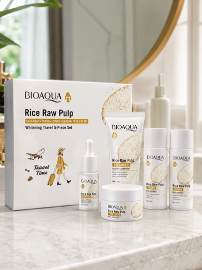 BIOAQUA Rice Raw Pulp дорожный набор для ухода за лицом, 5 предметов - 