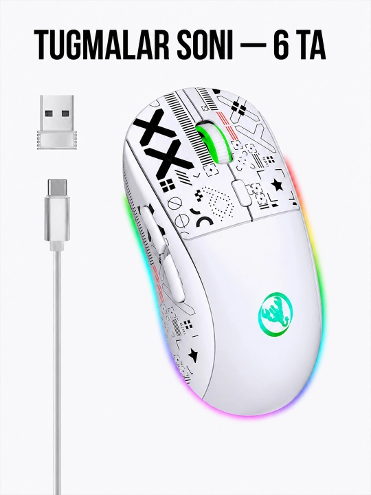 Игровая мышь HXSJ T90, беспроводная, Bluetooth/2.4G/проводная