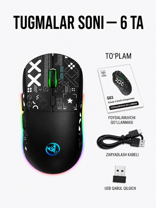 Игровая мышь HXSJ T90, беспроводная, Bluetooth/2.4G/проводная