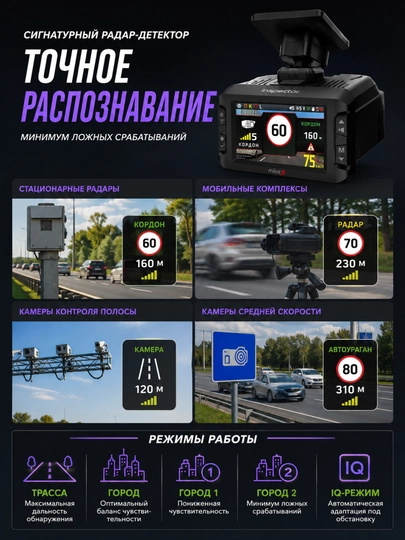 Видеорегистратор с сигнатурным радар-детектором Inspector Mike S, Full HD 1080p, 145°