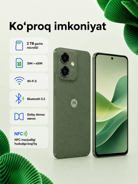 Motorola Moto G56 5G 12/256 ГБ, экран 6,7″ FHD+ 120 Гц, 50 МП, зарегистрирована SIM+eSIM