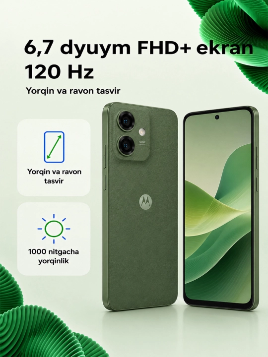 Motorola Moto G56 5G 12/256 ГБ, экран 6,7″ FHD+ 120 Гц, 50 МП, зарегистрирована SIM+eSIM