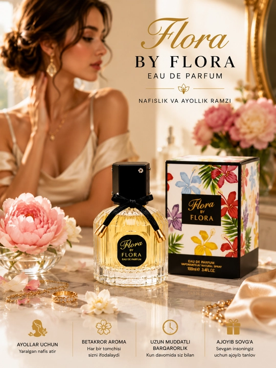 Flora by Flora, Ayollar uchun atir, takrorlanmas nafis gullar ifori, 100ml