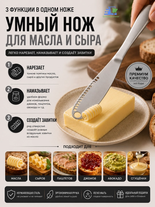 Кухонный нож из нержавеющей стали для масла, сыра