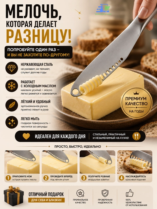 Кухонный нож из нержавеющей стали для масла, сыра