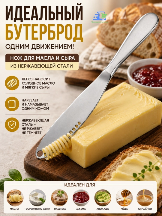 Кухонный нож из нержавеющей стали для масла, сыра