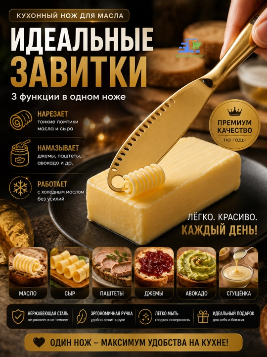 Кухонный нож из нержавеющей стали для масла, сыра