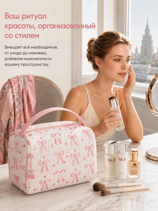 Женская косметичка-органайзер для косметики и макияжа, стиль Pinterest - 