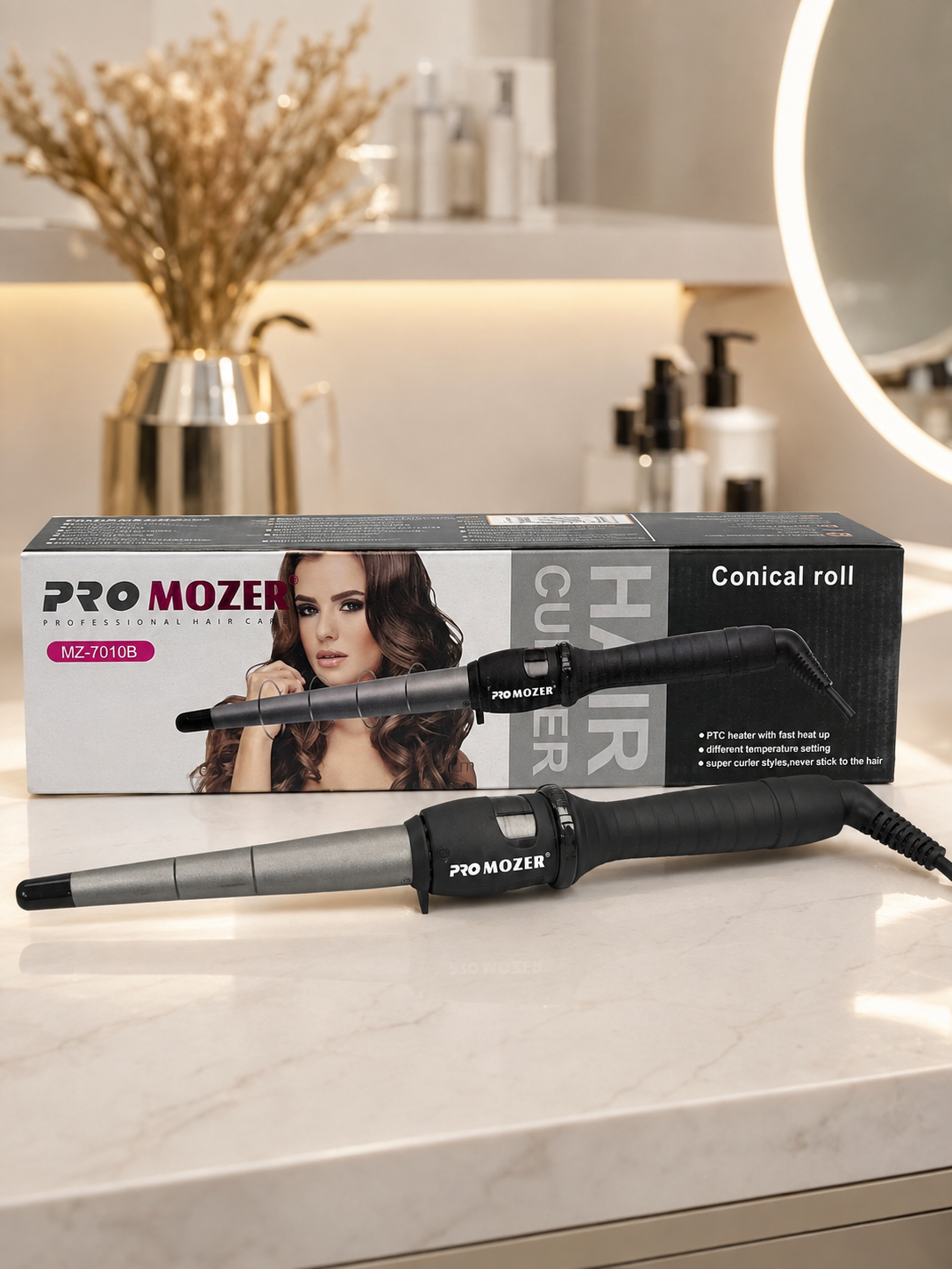 Конусная плойка для волос PRO MOZER MZ-7010B - 