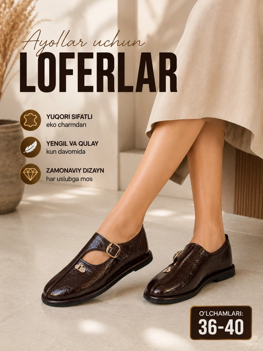 Ayollar uchun loferlar, kuzgi lofer, klassik va qulay oyoq kiyim, 36–40 - 