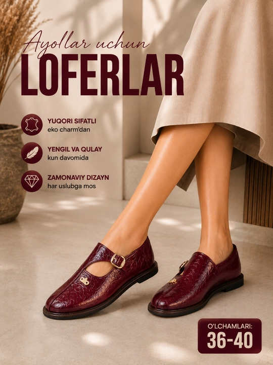 Ayollar uchun loferlar, kuzgi lofer, klassik va qulay oyoq kiyim, 36–40 - 