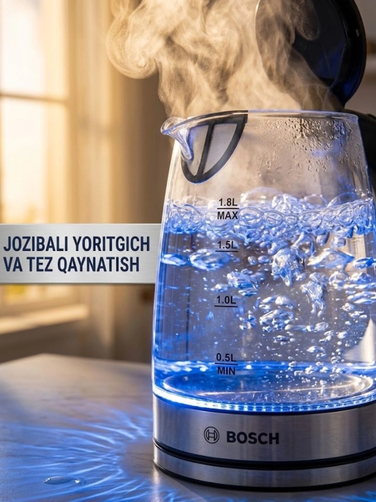 Elektr choynak BOSCH  tefal choynaklar 2.0 L 1500W LED, yoritkichli