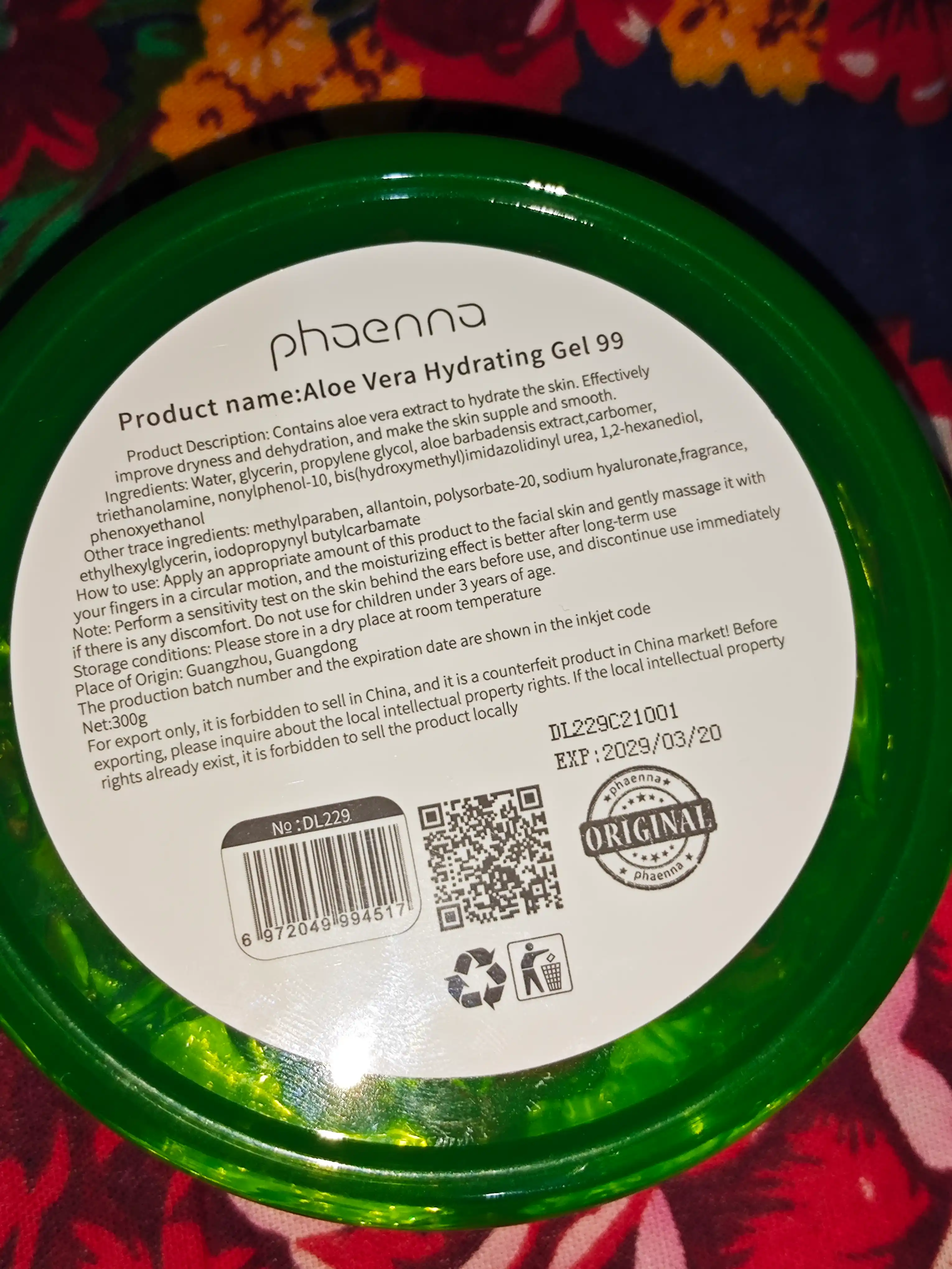 Yuz va tana uchun Aloe Vera geli, aloe bilan namlantiruvchi gel, 99% tiklovchi jeli
