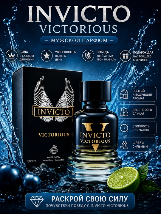 INVICTUS VICTORIOUS, Eau de parfum, Erkaklar uchun jozibador va elegant atir, 100ml OAE - 