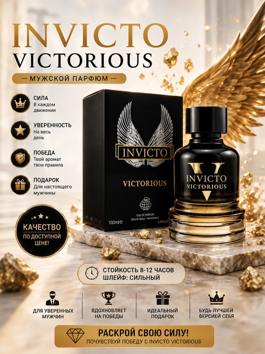 INVICTUS VICTORIOUS, Eau de parfum, Erkaklar uchun jozibador va elegant atir, 100ml OAE