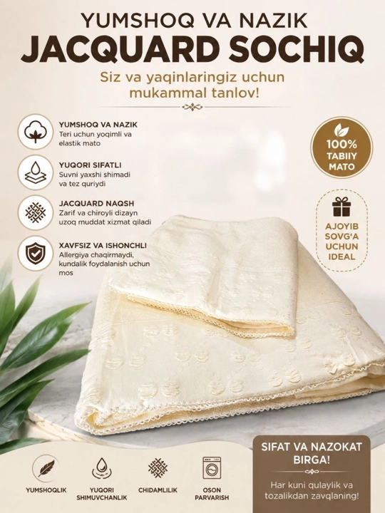 2 talik sochiqlar to‘plami,hammom va yuz  sochiqlar - 