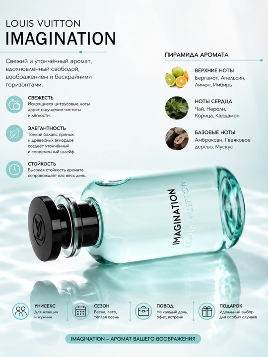 Erkaklar uchun atir Louis Vuitton Imagination parfumi - 3 ,5, 10, 100 ml