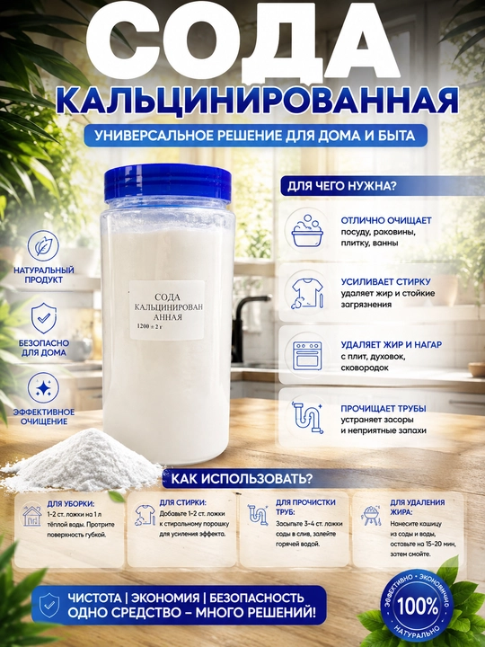 Сода кальцинированная чистящее средство, для стирки и уборки