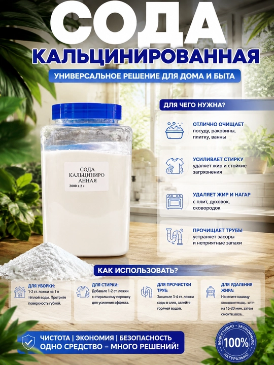 Сода кальцинированная чистящее средство, для стирки и уборки