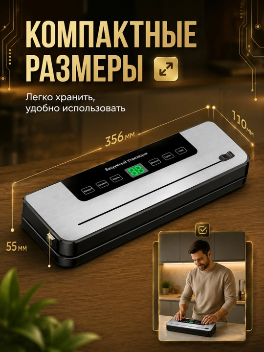 Вакуумный упаковщик и запайщик продуктов + 50 пакетов