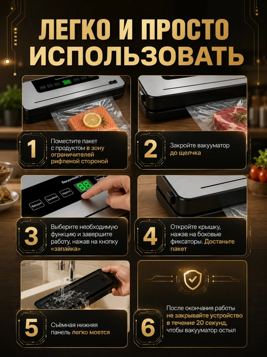 Вакуумный упаковщик и запайщик продуктов + 50 пакетов