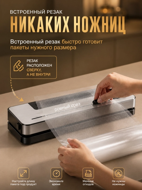 Вакуумный упаковщик и запайщик продуктов + 50 пакетов