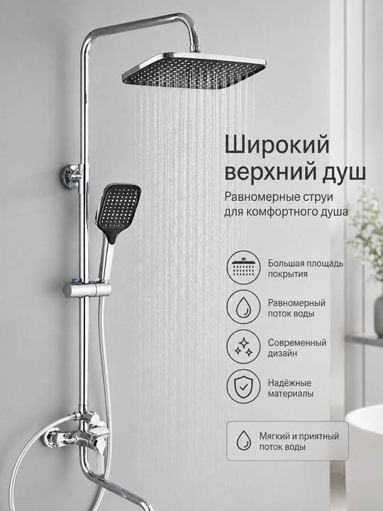 Смеситель душ для ванны 3 в 1, +3 разных режима лейки