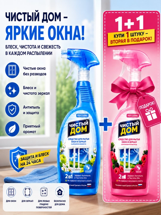 "Toza uy" oyna yuvish vositasi, 500 ml