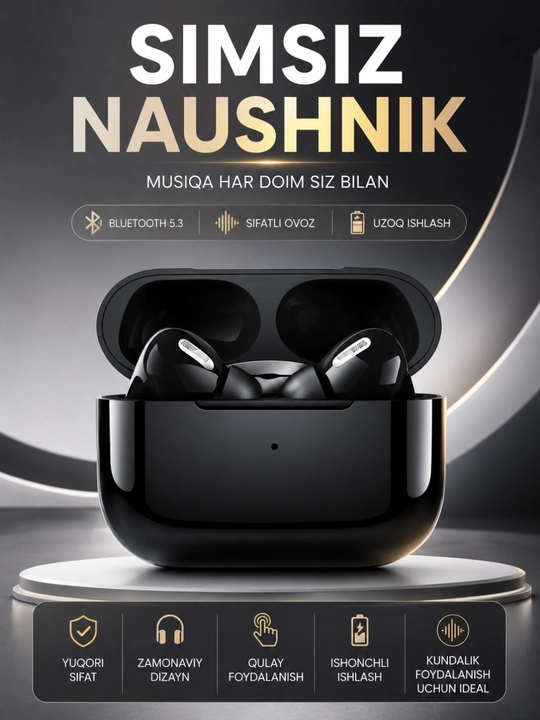 Simsiz Bluetooth Quloqlik – Bluetooth 5.3, Sensor Boshqaruv va HD Mikrofonli Earbuds - 