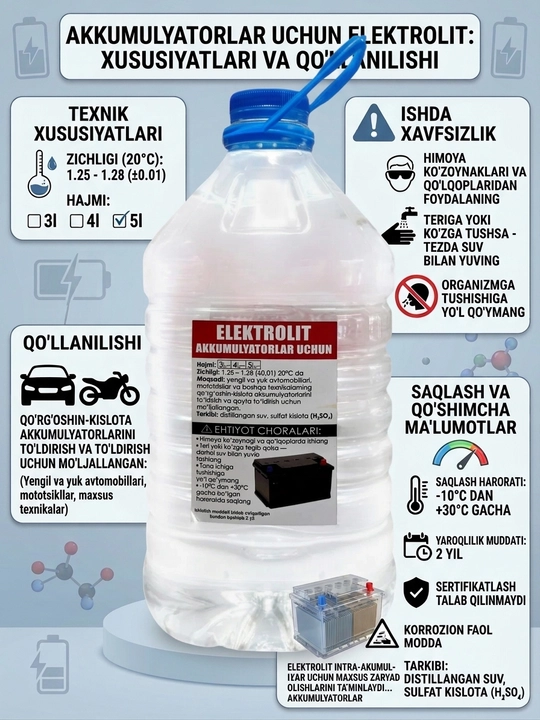 Elektrolit akkumulyatorlar uchun - 
