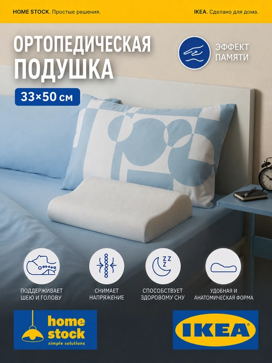 Ortopedik yostiq IKEA, 33×50 sm