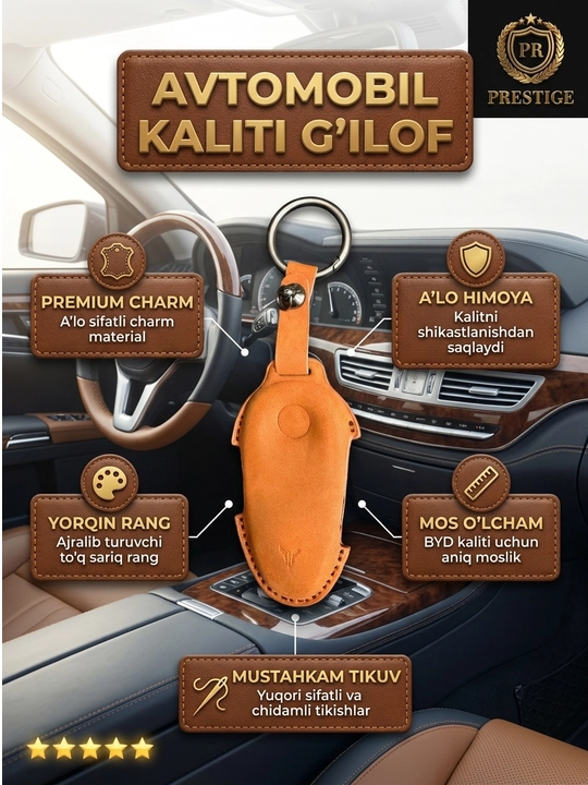 Voyah avtomobil kaliti uchun g'ilof, zarbaga chidamli himoya chexoli, karabinli tasma