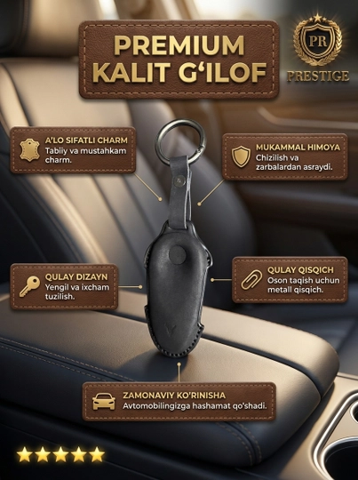Voyah avtomobil kaliti uchun g'ilof, zarbaga chidamli himoya chexoli, karabinli tasma - 