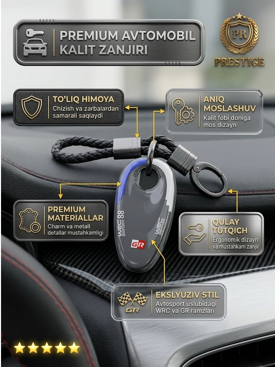 Voyah avtomobil kaliti uchun g'ilof, zarbaga chidamli himoya chexoli, karabinli tasma